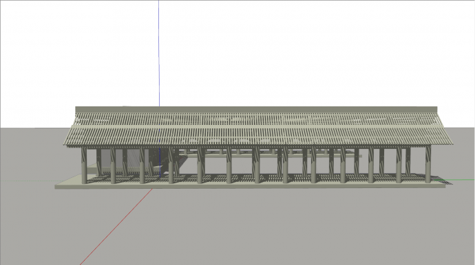 长廊式中式凉亭建筑su模型_图1