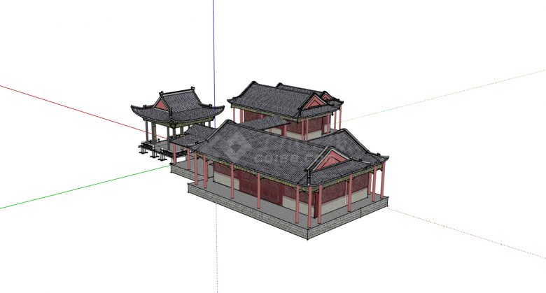 中国风古典庭院式檐角亭子su模型-图二
