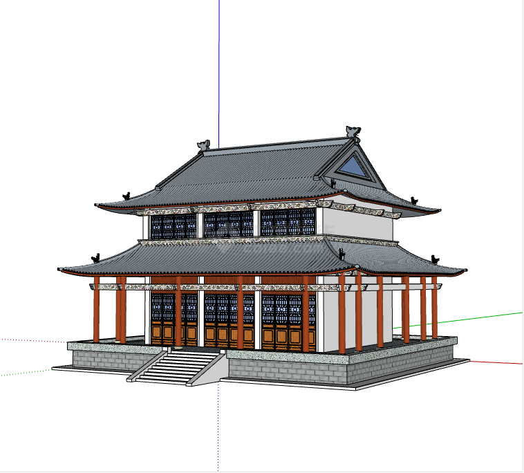 中式古典经典庙宇造型su模型-图一