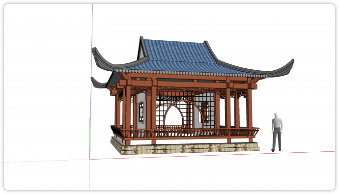 木制中式亭子廊架su模型_图1