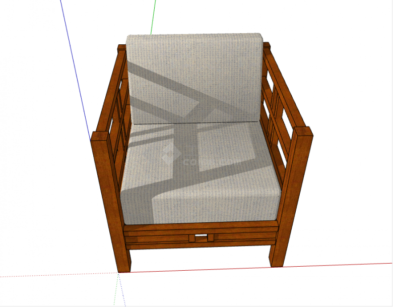新中式木质四方椅家具su模型-图一