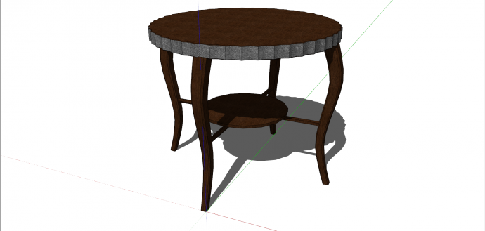 中式可储物木制齿轮面凳子su模型_图1