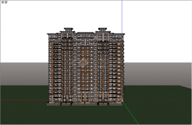 新中式豪华现代高层住宅建筑su模型-图一