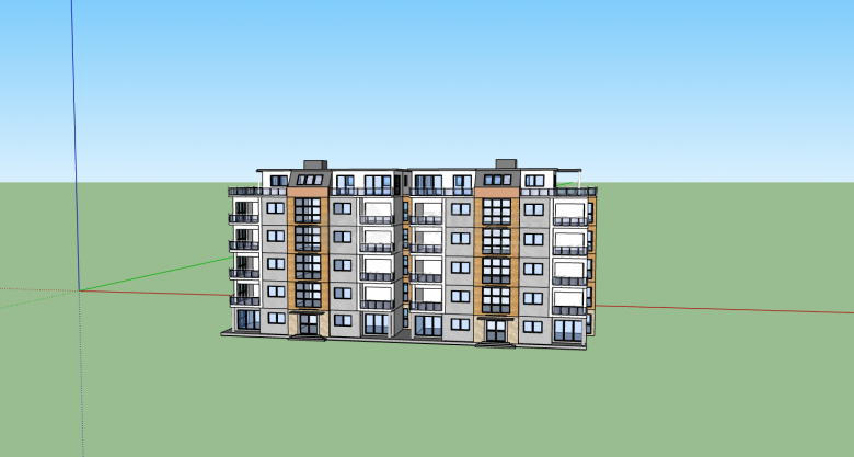 现代双单元低层住宅su模型-图一