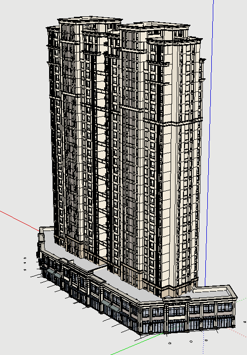 欧式古典风格高层建筑su模型-图二