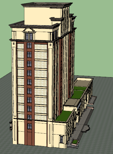 现代经典绿色小区楼su模型-图二