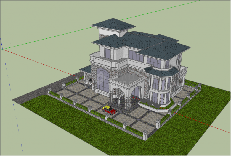 新古典欧式独栋别墅su模型-图二