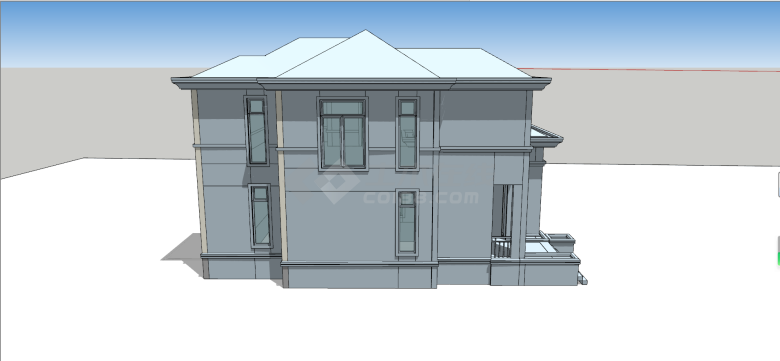 新中式两层192平方米独栋别墅建筑su模型-图二