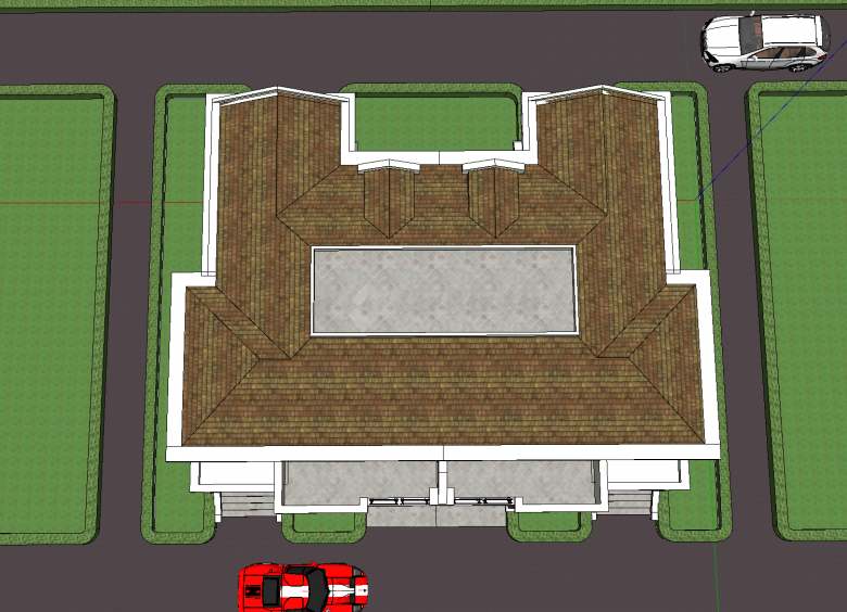 带草坪和车库的欧式双层别墅su模型-图二