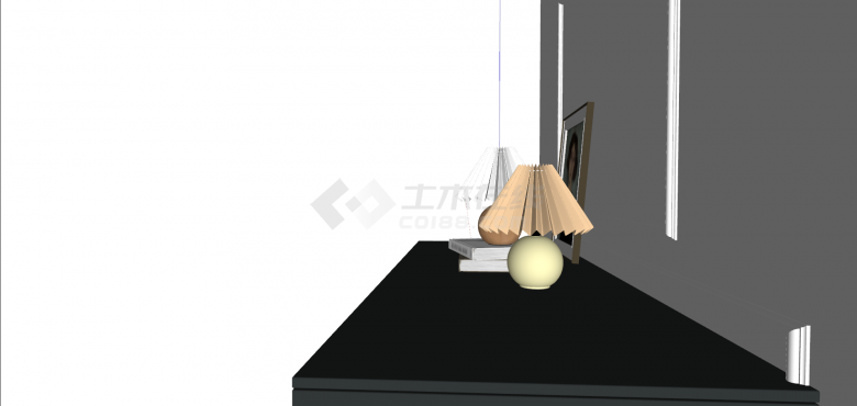 现代球伞组合设计台灯su模型-图二