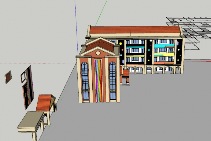 彩色现代幼儿园建筑su模型_图1