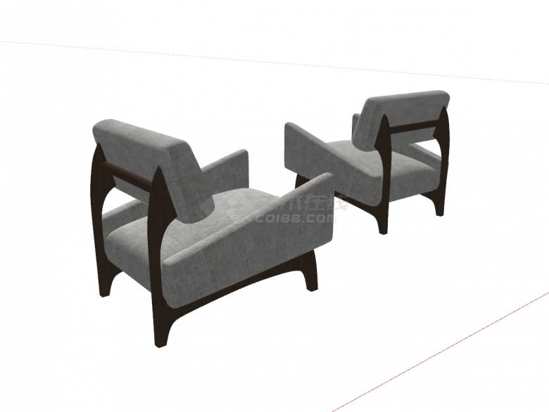 现代布艺休闲椅小沙发su模型-图二