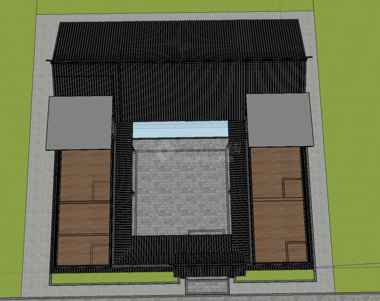 带院落带大阳台的中式四合院su模型-图二