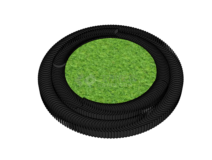 黑色圆形绿地瓦片 su模型-图二