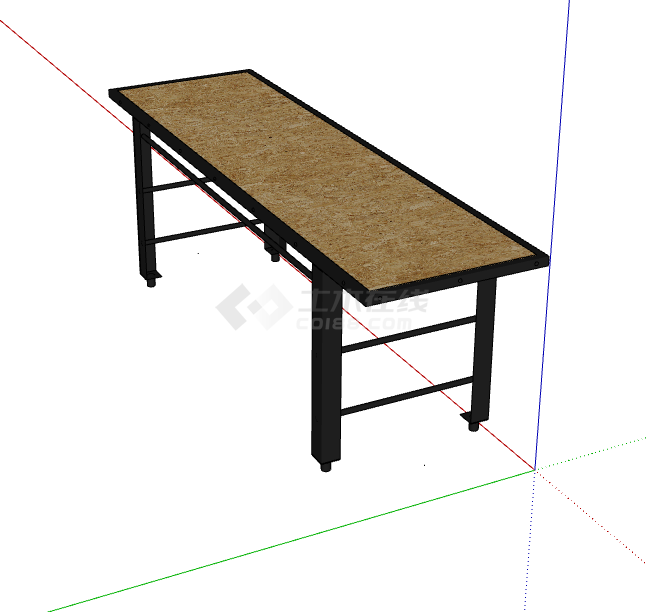 简单大理石纹办公桌会议桌 su模型-图二