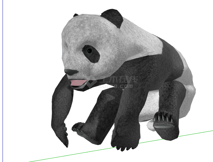 石制黑白可爱的熊猫su模型-图一