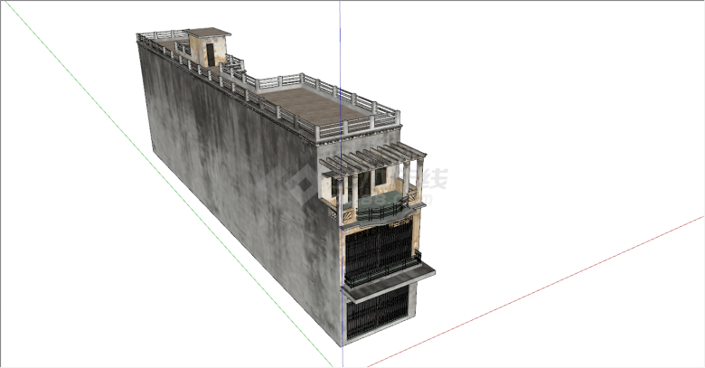 独立式传统风格岭南民居su模型-图二