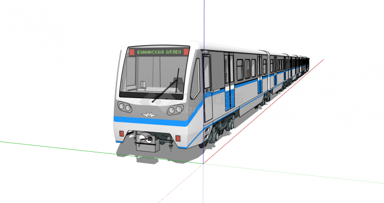 现代蓝白色简约地铁su模型-图一