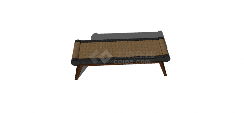 中式木制底座麻布材质座椅su模型-图二