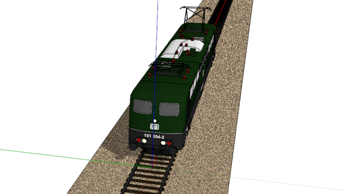 绿色带车厢座位火车头su模型_图1