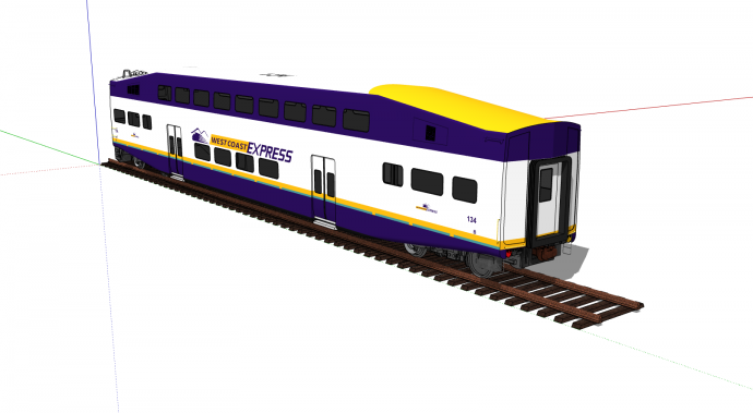 白兰黄色长型火车厢su模型_图1