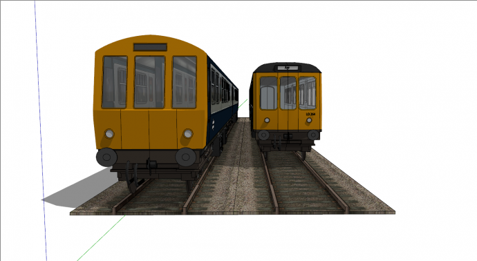 铁轨两辆火车厢su模型_图1