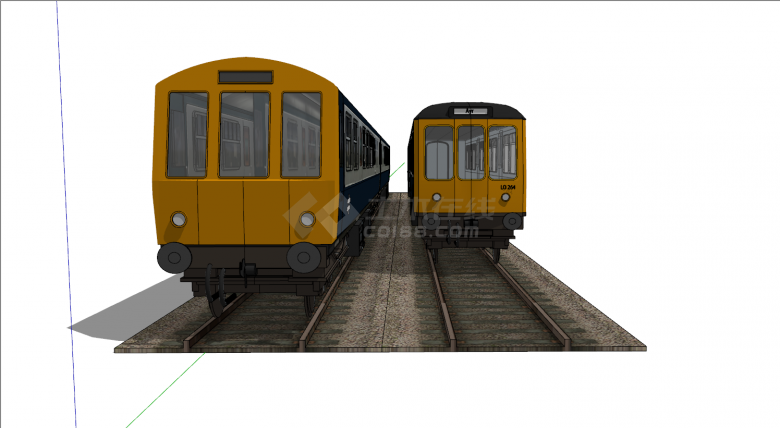 铁轨两辆火车厢su模型-图一