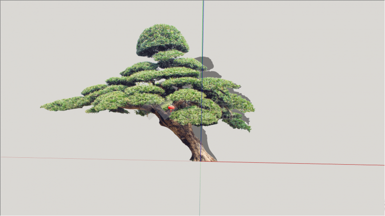 挂小红灯笼的7字形造型树su模型-图一