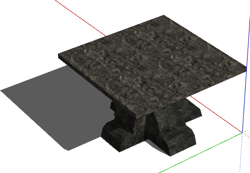简约黑色方形石桌石凳 su模型_图1