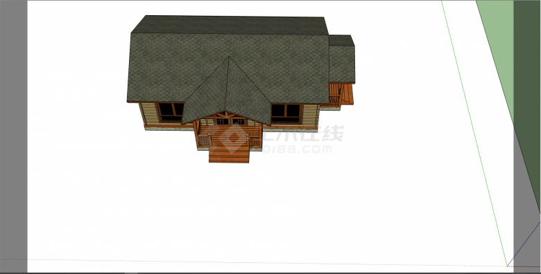 独栋单层木制的木屋su模型-图二