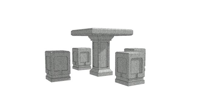 中式风公园建筑石桌石凳su模型_图1