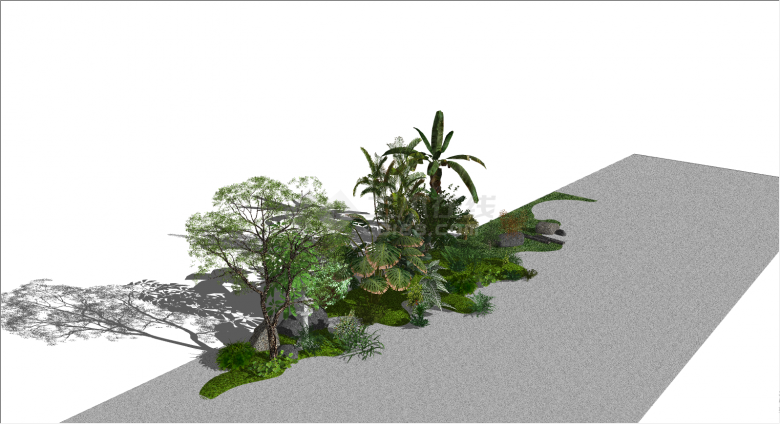 绿色的茂盛的常用植物组团su模型-图二