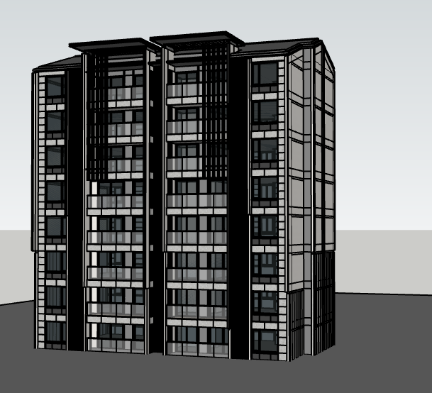 高层现代化居民楼su模型_图1