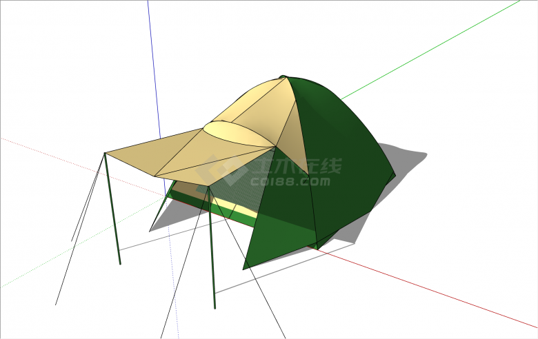 小型简约现代风格帐篷su模型-图一