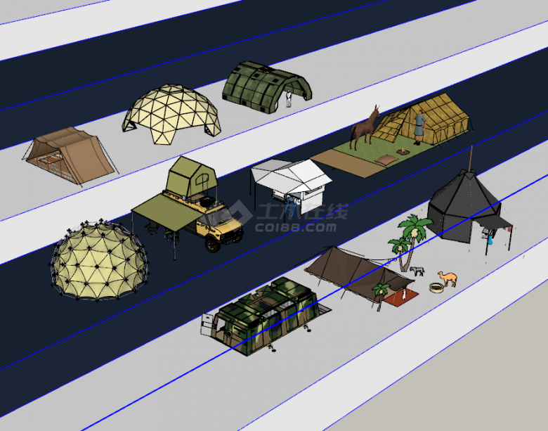 多种类型蒙古包帐篷su模型-图一