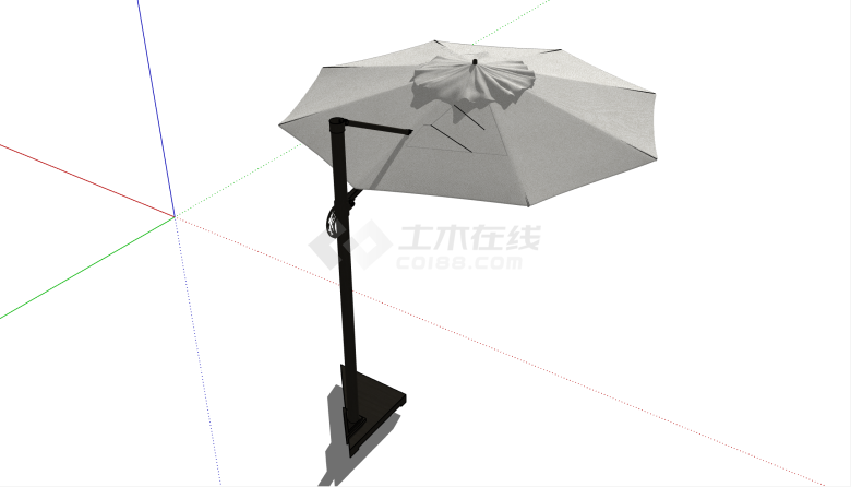 现代大型遮阳伞户外家具su模型-图二