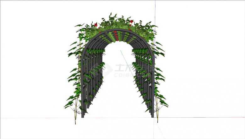 欧式风构筑物廊架花架su模型-图一