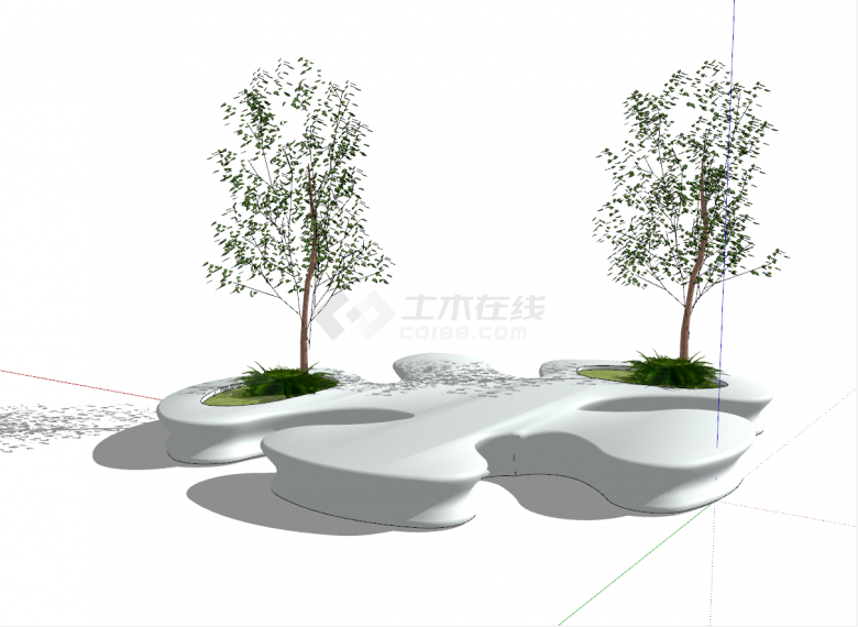 现代公共设施创意树池休闲座椅su模型-图一