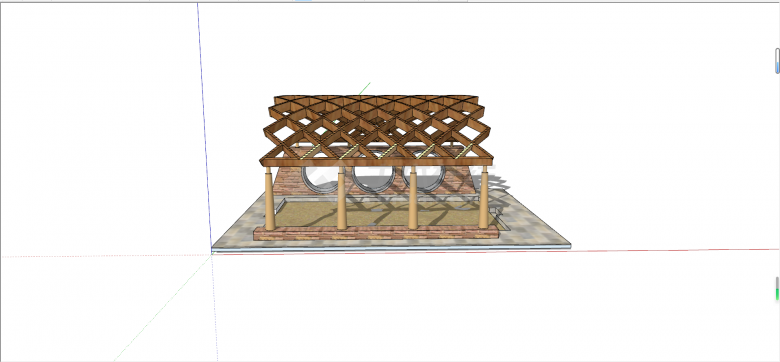 现代半圆形木制构筑物su模型-图一