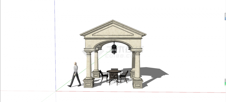 欧式罗马风格凉亭构筑物廊架花架su模型-图一
