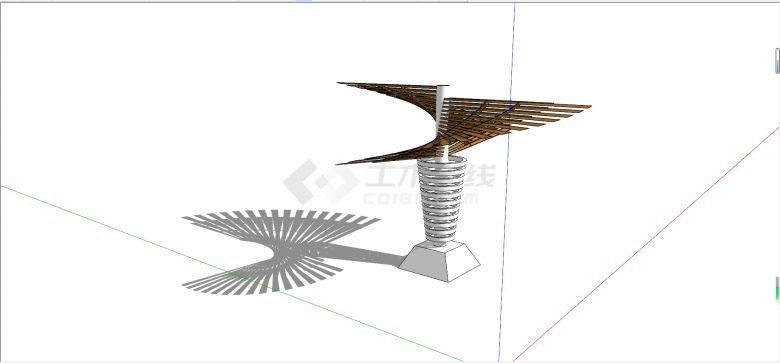 现代公园创意螺旋状构筑物su模型-图二