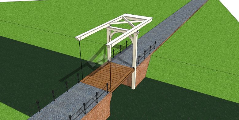 直立木质河面吊桥su模型-图一