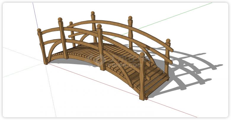 黄花梨实木古典拱桥su模型-图二