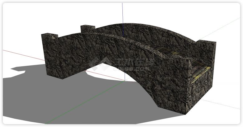深色粗糙表面石质拱桥su模型-图二