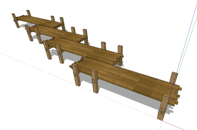 景区木板简约式桥梁su模型_图1