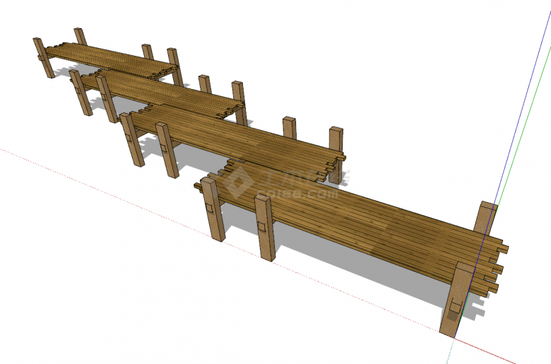 景区木板简约式桥梁su模型-图一