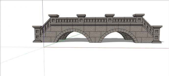 中式石砌工艺精致扶手小型拱洞拱桥建筑su模型_图1