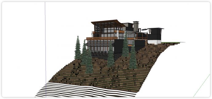 加拿大坡道玻璃结构别墅su模型_图1