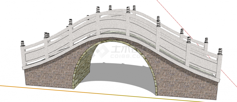 美式拱桥桥梁su模型-图二