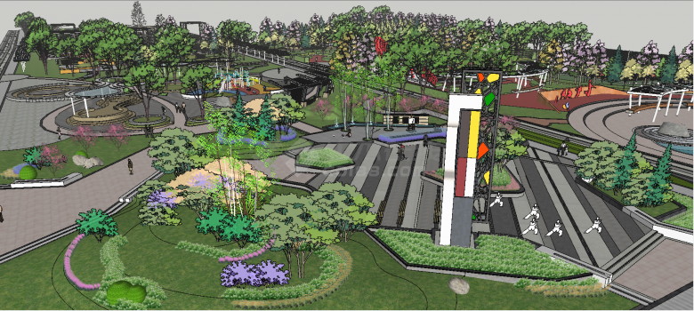 南方多功能大型休闲公园设计su模型-图二